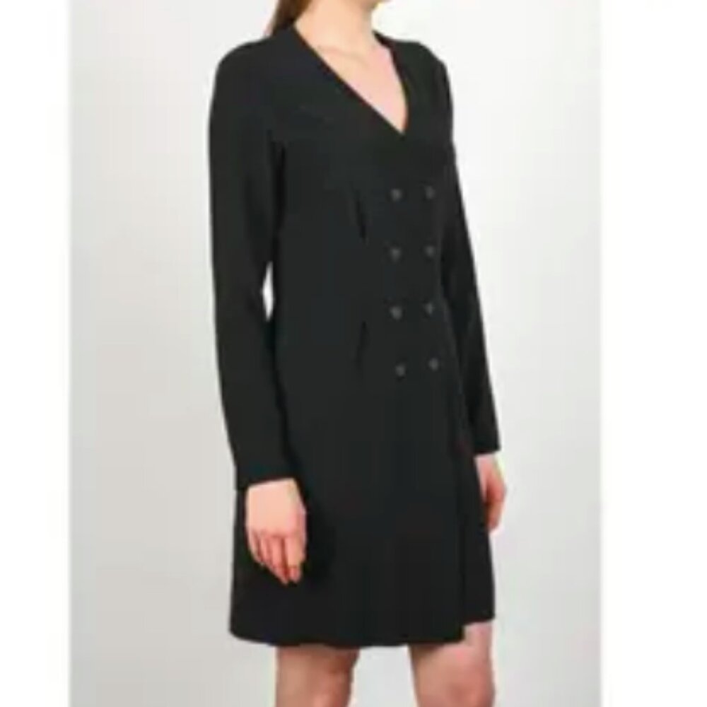 Sandro Long-Sleeve Black Button-Front Mini Dress  (Sz 4)